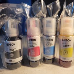 EPSON  Eco Tank Ink.  #502   4 Colors Black, Yellow, Magenta, Cyan