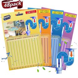 Drain Cleaner Sticks, Sink Cleaner Stick& Deodorizer Sticks As Seen on TV. Keep Kitchen Bathroom and Utility Drains Clear, Non-Toxic, 48 Pack