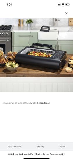 New Gourmia GGA2120 FoodStation Indoor Smokeless Grill with Guided Cooking  Black