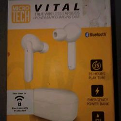 White MicroTech Vital True Wireless Bluetooth Earbuds