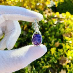 Sterling Silver Wire Wrap Charoite Pendant
