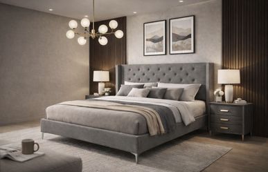 Queen size Velvet Bed Frame Upholstered Platform Bed