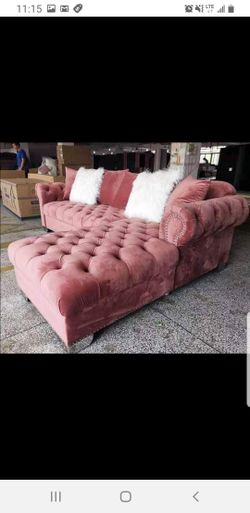 New pink Velvet Sectional Sofa