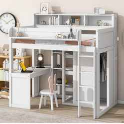 Twin Loft Bed With Desk And Small Closet 