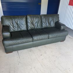 Dark Green Leather Couch