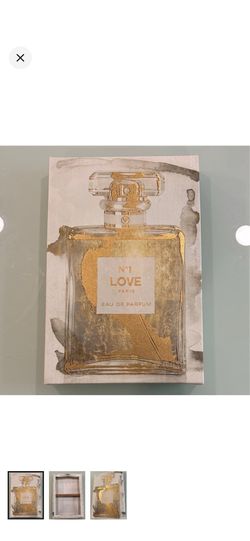 Gold Canvas Perfume Bottle Art Paris