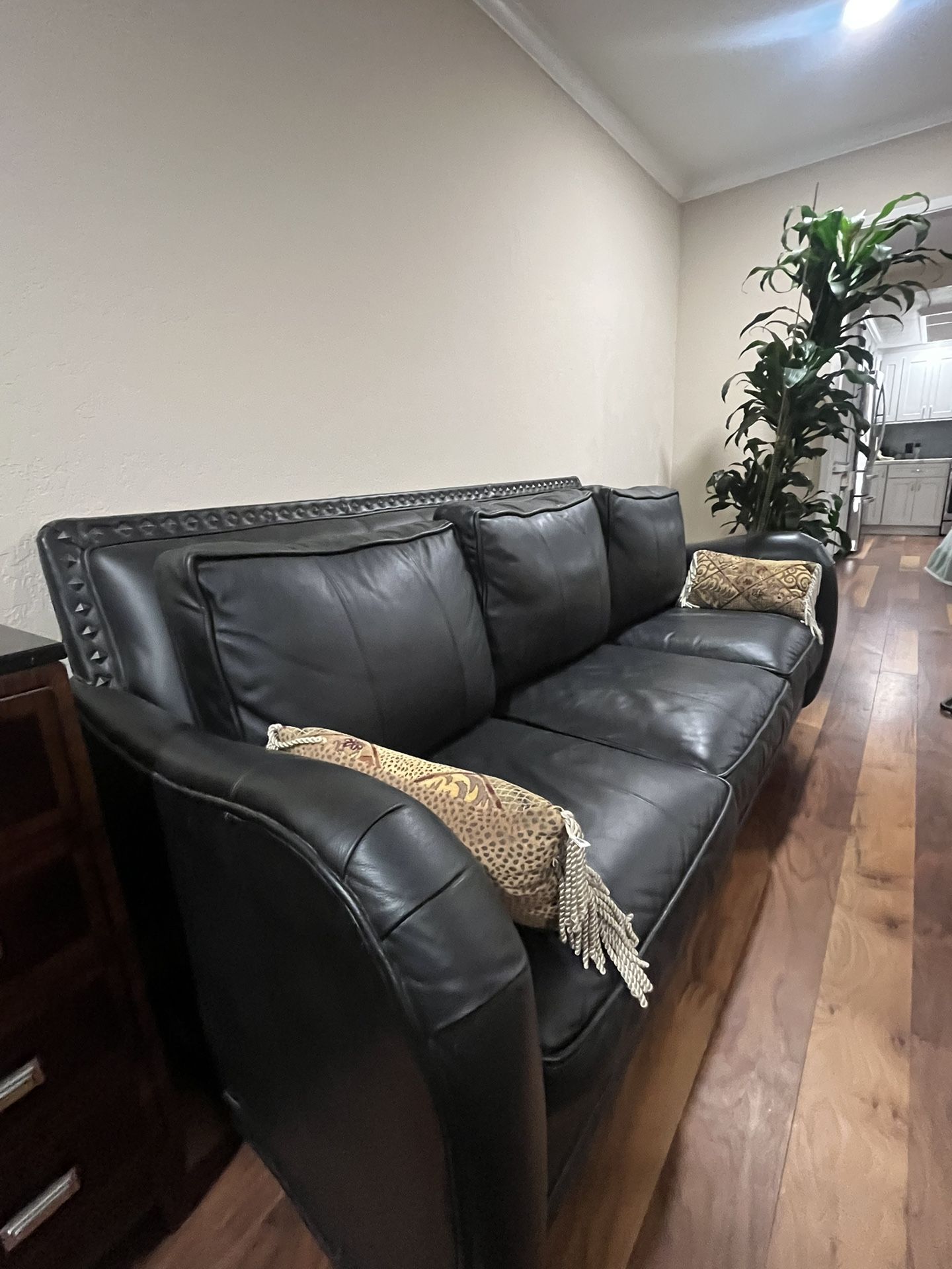Black Genuine Leather Sofa