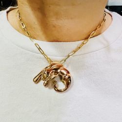 14K Solid Gold Chain and Pendant For Wedding 10Gr 16 Inches Long 