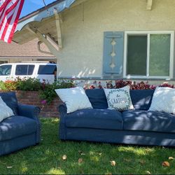 Dark Blue Nailhead Sofa & Chair | $195