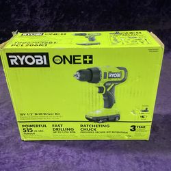 🛠🧰RYOBI ONE+ 18V Cordless 1/2” Drill/Driver Kit w/(1)1.5Ah Battery & Charger-NEW!-$55!🧰🛠 