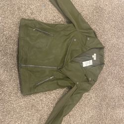 Brand New Hunter Green Leather Jacket