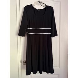 AB Studio Dress — Black White Stripe Waist, Size XL, Pre-Owned
