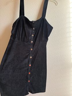 Black Corduroy Button-Front Mini Dress/ All is negotiable