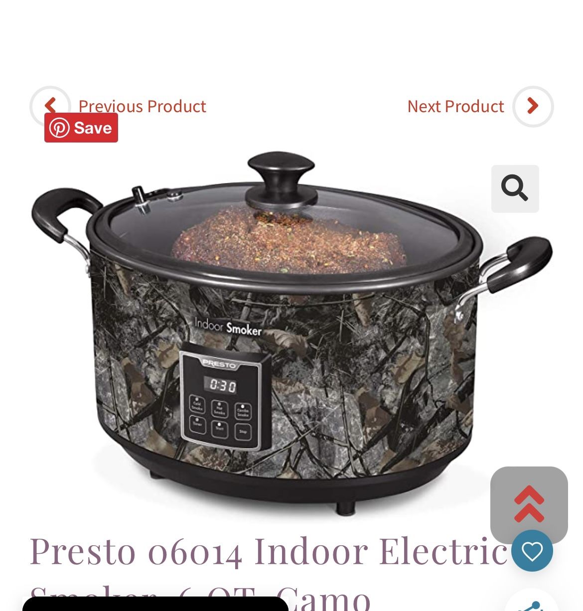 Lid Presto 06013 Electric Indoor Smoker Manual Presto 06013 Presto
