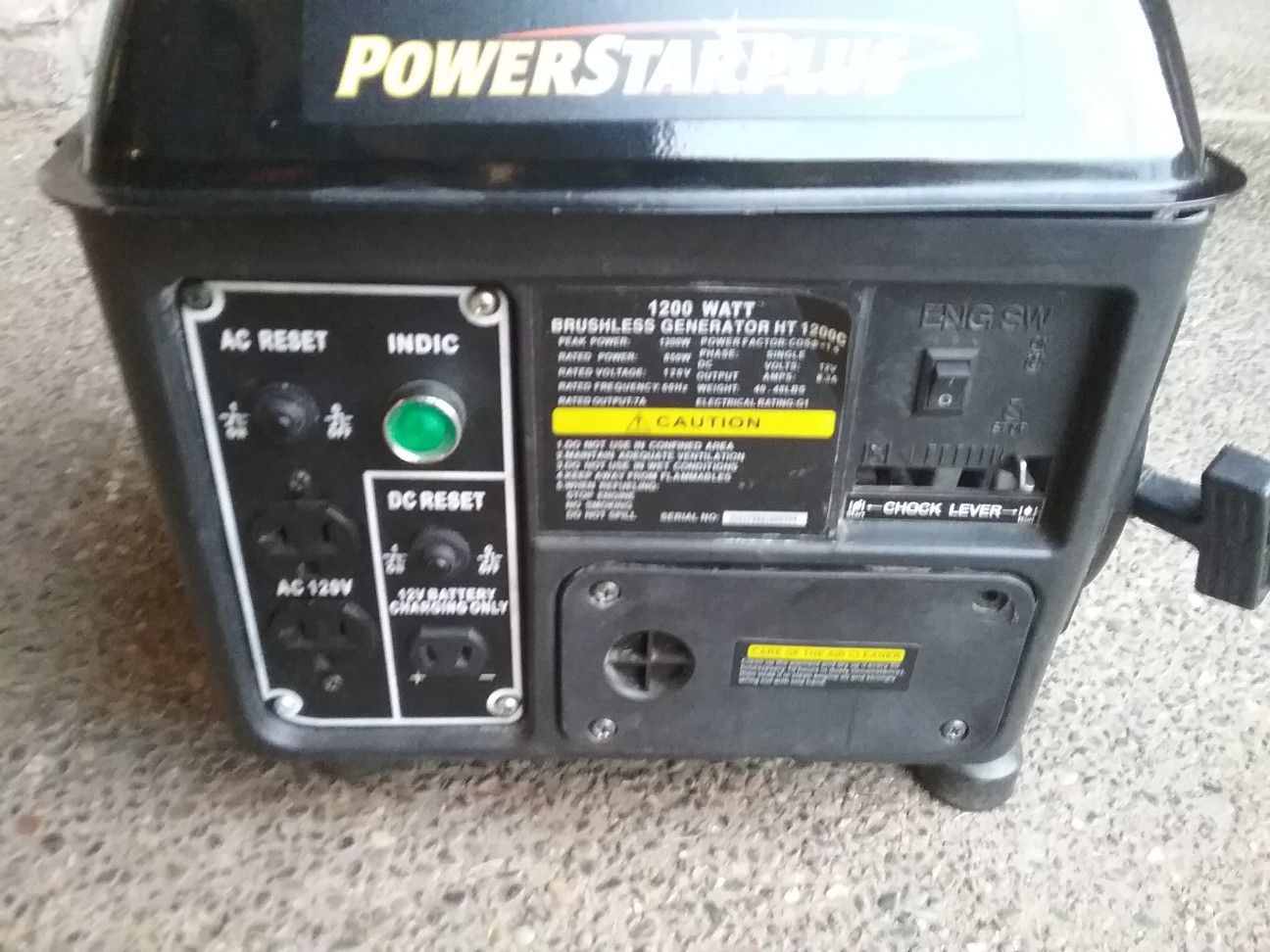 Powerstar plus 1200 watt generator two stroke 2 hp