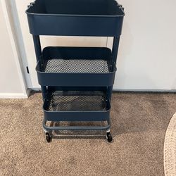 Ikea Blue Three Tier Rolling Cart