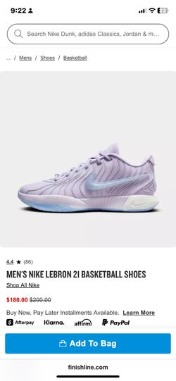 MEN'S NIKE LEBRON 21 BASKETBALL SHOES, Size 11