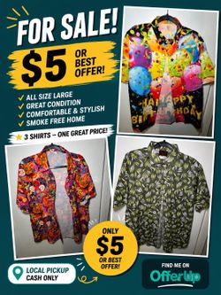 Men’s Large Button-Up Shirts – $5 Each or Best Offer