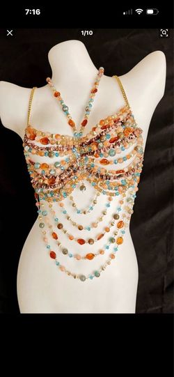 Beaded Body Chain Bra Top Jewelry