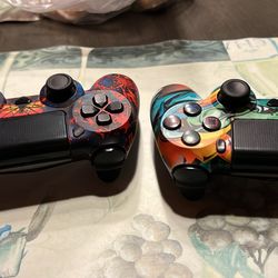 2 Custom Design PS4 Controllers - Unique Skins - $60 for Both