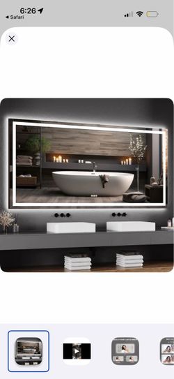 Large Rectangular LED Backlit Bathroom Mirror