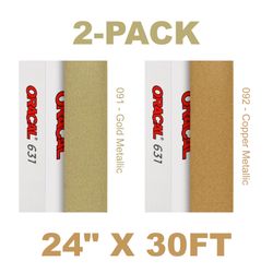 2-PACK NEW Oracal 631 24"x30ft Copper & Gold Metallic Vinyl Decal Roll