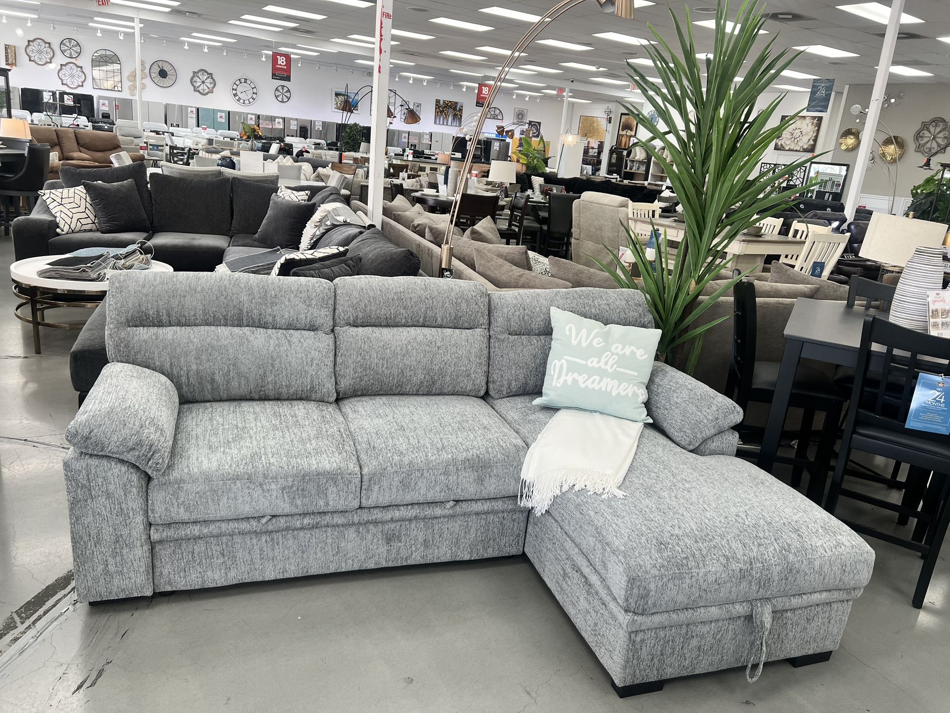 SOFA SLEEPER W STORAGE CHAISE +CONSOLE USB& DRINK HOLDER!!!!