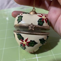 Porcelain hinged Christmas ornament/Trinket box