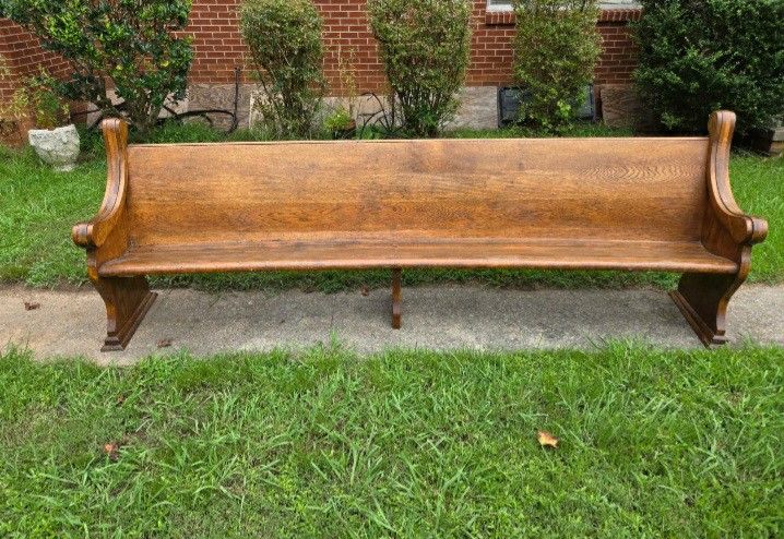 Vintage Curved Oak Church Pew