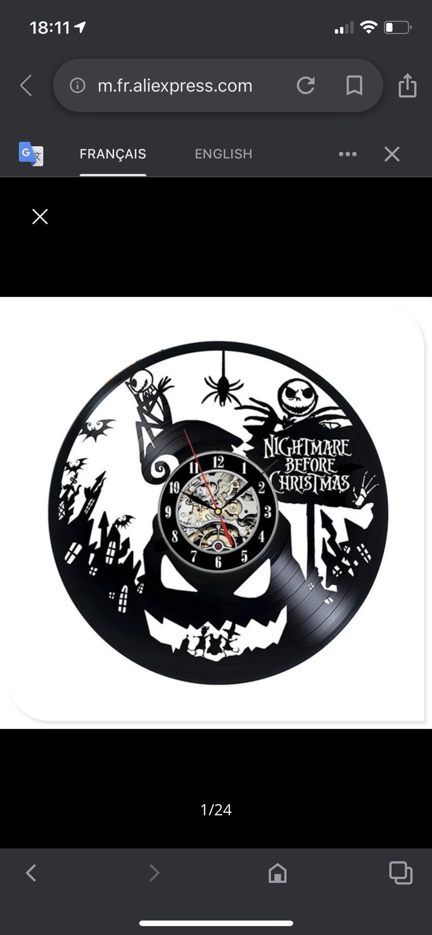 Halloween Black Clock Nightmare Before Christmas $7