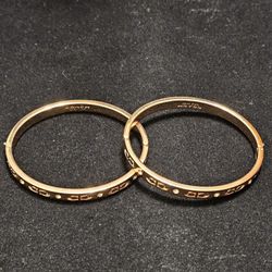 Coach Women's Kissing C Hinged Bangle Bracelet Jewelry - Rose Gold w/ Rhinestone