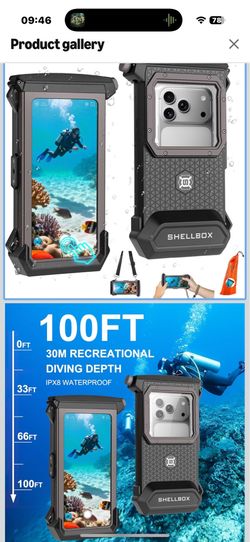 100FT/30M Gen 5 Diving Phone Case, Full Touchscreen Underwater Housing for iPhone 17-12 Pro Max & Samsung Galaxy S26 - S21, IPX8 Scuba Photo/Video Wat