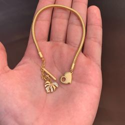 Pandora Moments Heart T-Bar Snake Chain Bracelet