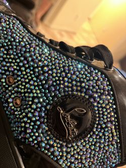 Christian Louboutin High Top Sneakers Navy Blue Diamond