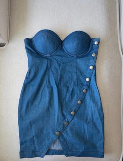Denim Strapless Mini Dress