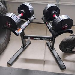 Core Fitness Adjustable Dumbbell Set + Stand 