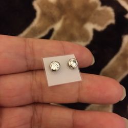 Real Silver Zircon Diamond Small Stud Earrings 