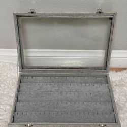 Grey Velvet Jewellery Jewelry Display Box
