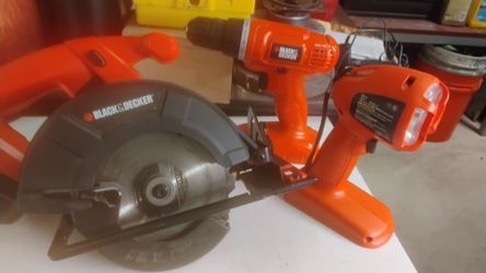 Black & decker 18v saw, drill, light, and charger