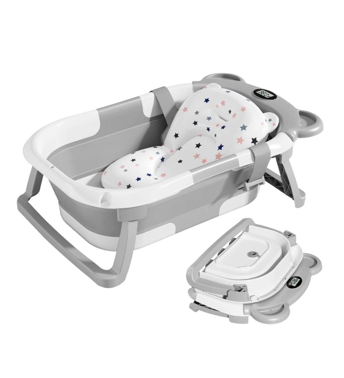 TPN Collapsible Baby Bathtub, Baby Bath Tub with Soft Cushion & Real-Time Thermometer, Baby Bathtub Infant to Toddler Tub (0-36 🆕👍Reg. Retail $50.99