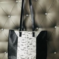 Foley & Corinna Snake Print Black/ White Leather Shoulder Bag 13”-13”-4”. 