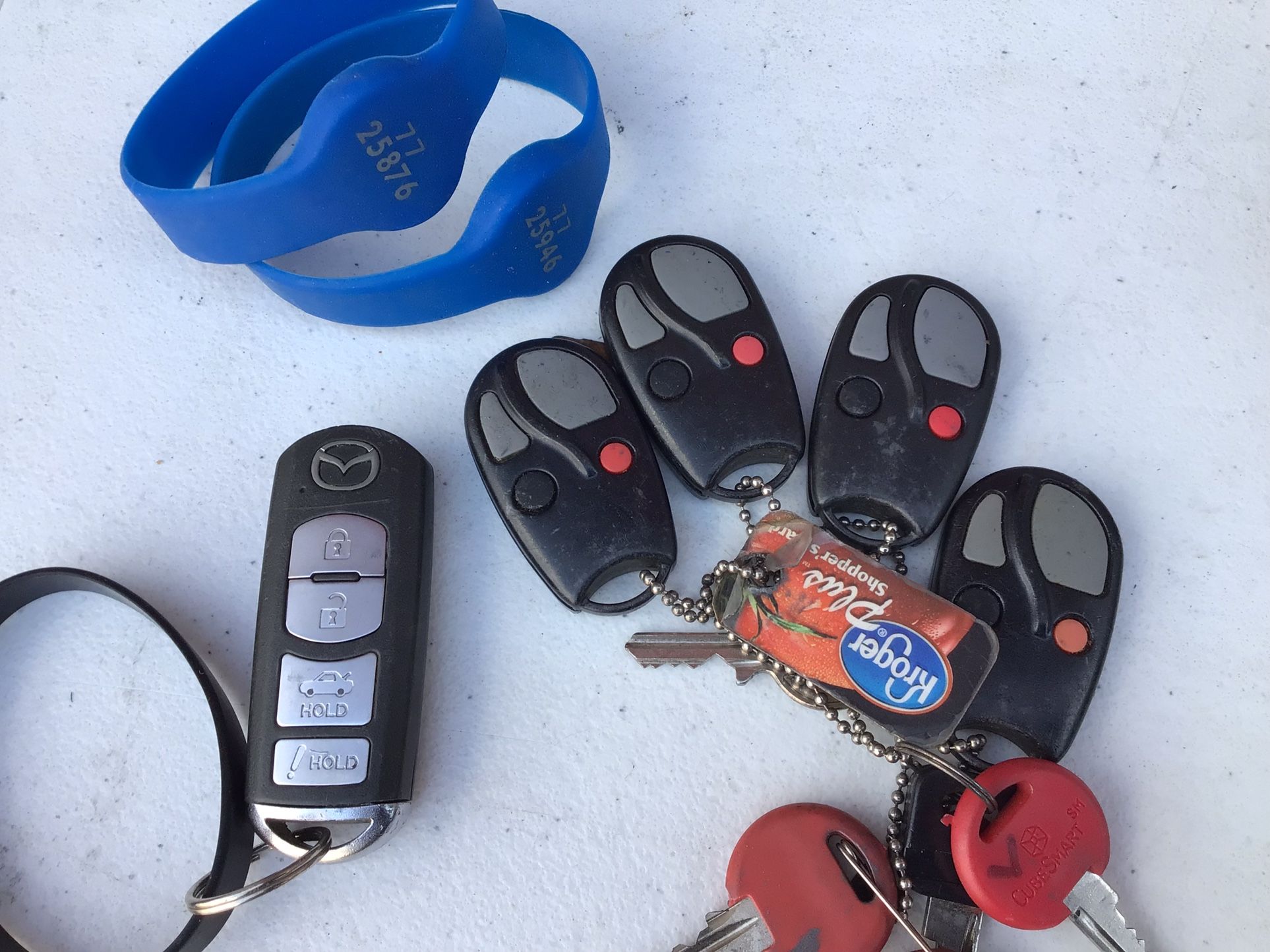 GENUINE Re-programmable DIY Mazda key fob / garage door remotes \ wireless keyless RFID key gate entry band's bracelet