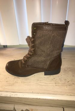 Brown combat boots
