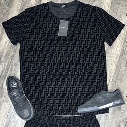 Fendi Set With Shoes, Shirt, And Shorts Brand New With Box And Dust Cover