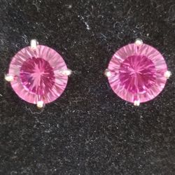Pink Cubic Zirconium Earrings 14kt.