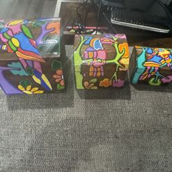 Hand Painted Nestled Box Of 3