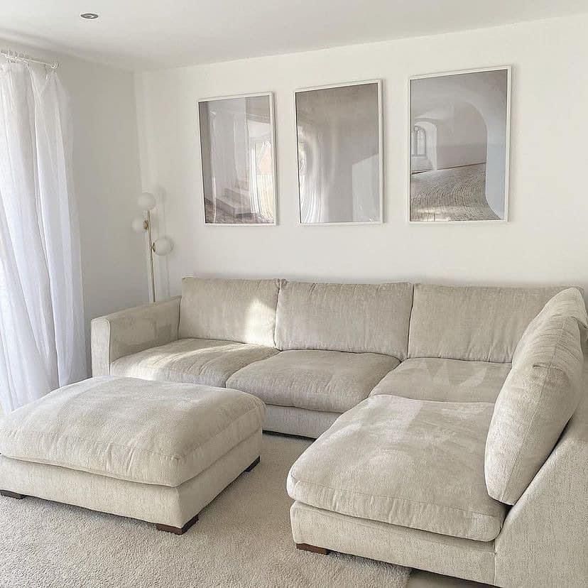 Sectional With Matching Ottoman, Modern Style, Spacious Cushions