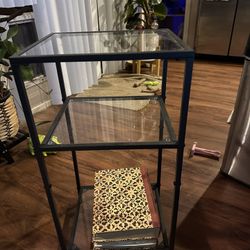 Pair Of Glass And Metal Side Tables 