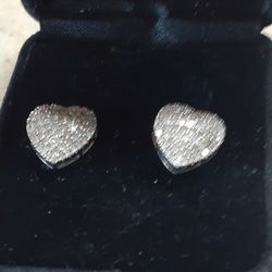 Diamond Heart Shaped Stud Earrings
