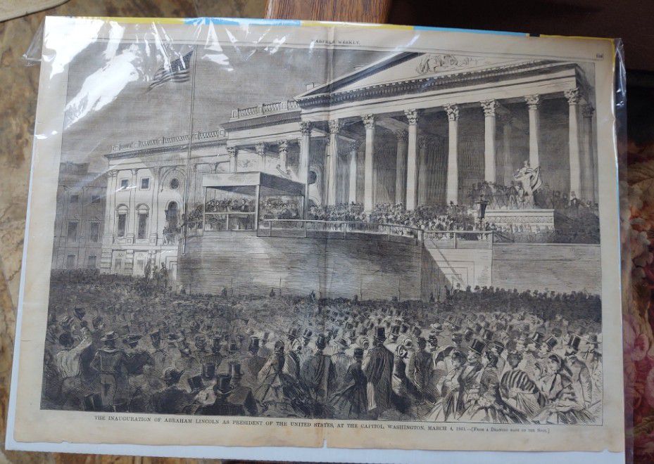 1861 Winslow Homer Wood Engraving of Lincoln's Inauguration
